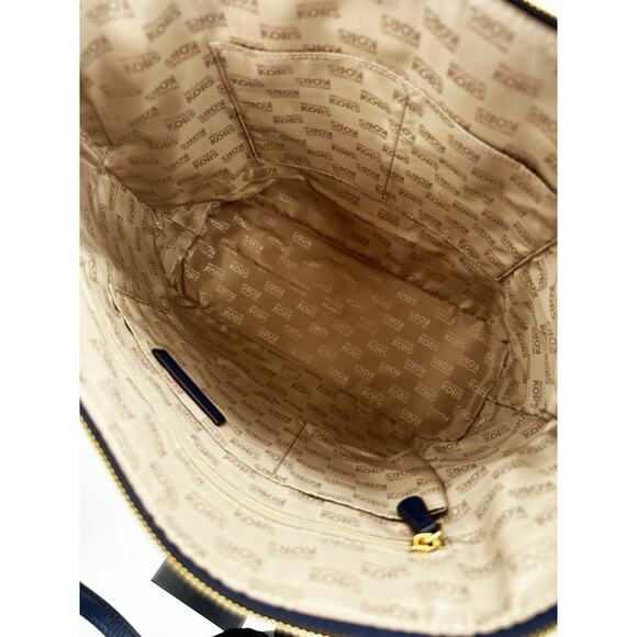 Michael Kors Jet Set Large Navy Pebbled Leather Tote Shoulder Bag Gold - Picture 6 of 7